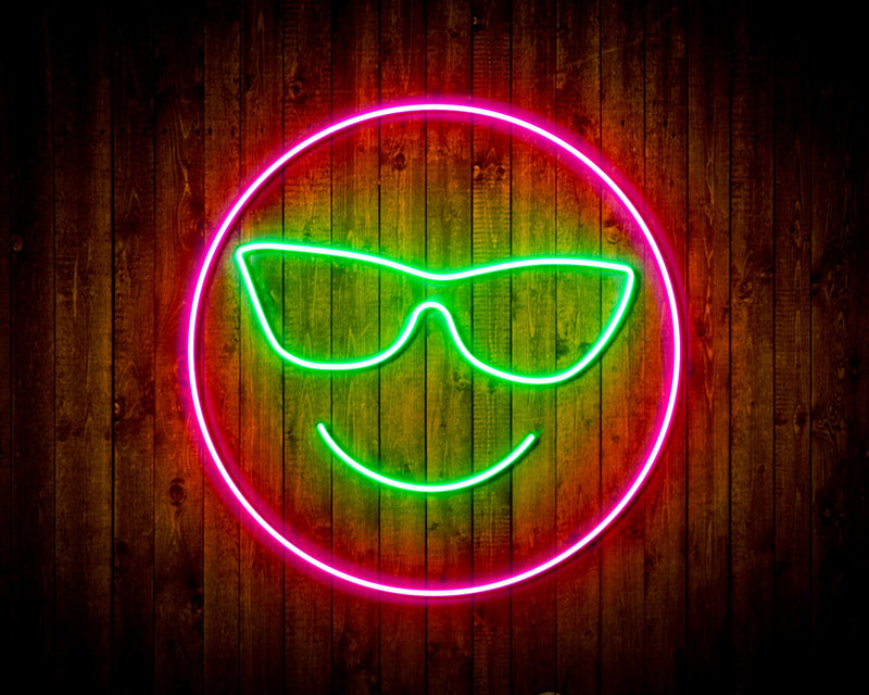 Smiley Face with Sunglasses Emoji Flex Silicone LED Sign (Neon-Style, LED Technology) - LED Gift Works