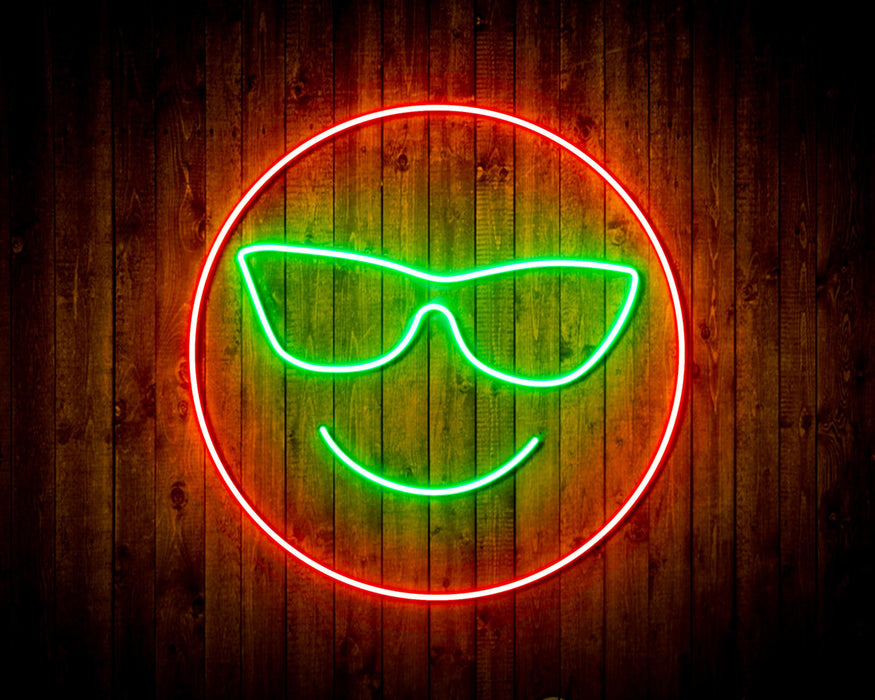 Smiley Face with Sunglasses Emoji Flex Silicone LED Sign (Neon-Style, LED Technology) - Way Up Gifts