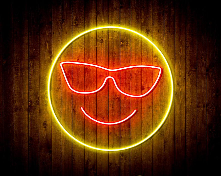 Smiley Face with Sunglasses Emoji Flex Silicone LED Sign (Neon-Style, LED Technology) - Way Up Gifts