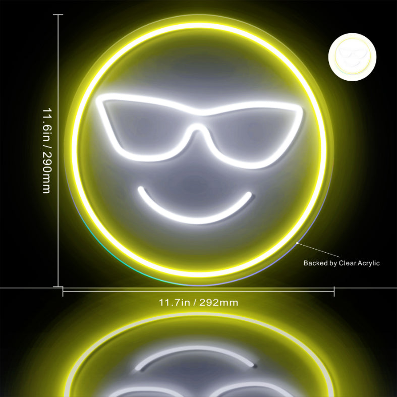 Smiley Face with Sunglasses Emoji Flex Silicone LED Sign (Neon-Style, LED Technology) - LED Gift Works