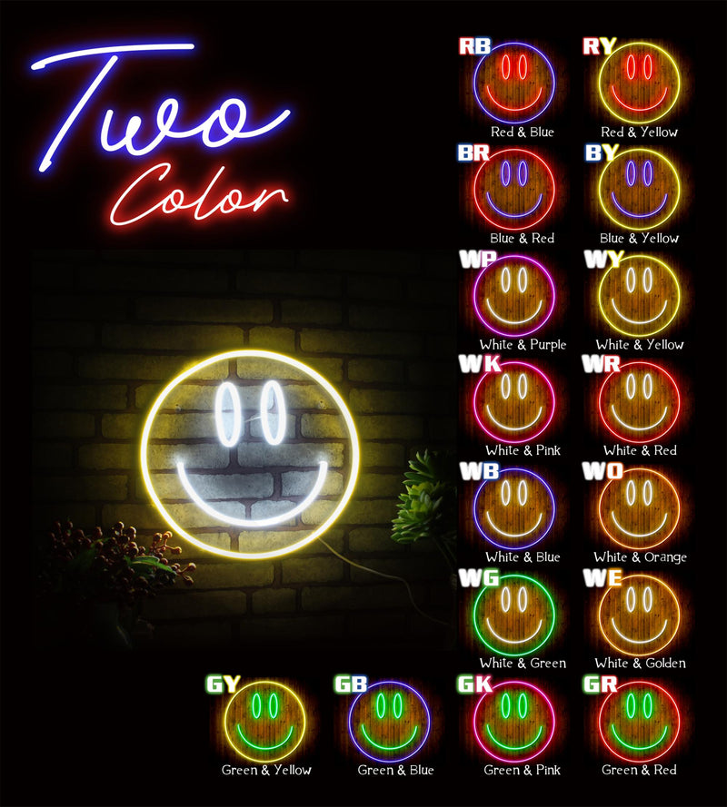 Smiley Face Emoji Flex Silicone LED Sign (Neon-Style, LED Technology) - LED Gift Works