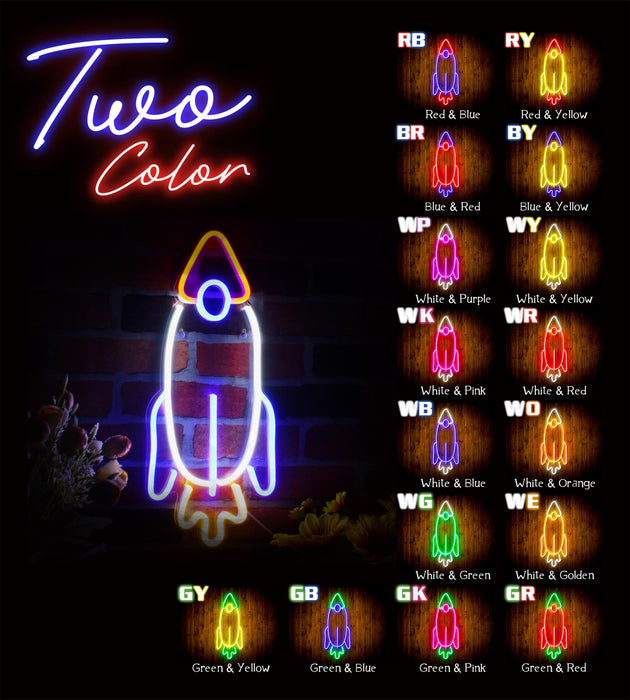 Rocket Space Shuttle Kid Room Flex Silicone LED Sign (Neon-Style, LED Technology) - Way Up Gifts