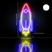 Rocket Space Shuttle Kid Room Flex Silicone LED Sign (Neon-Style, LED Technology) - LED Gift Works