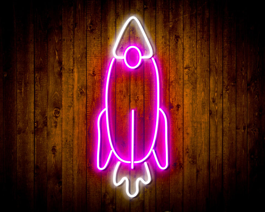 Rocket Space Shuttle Kid Room Flex Silicone LED Sign (Neon-Style, LED Technology) - Way Up Gifts