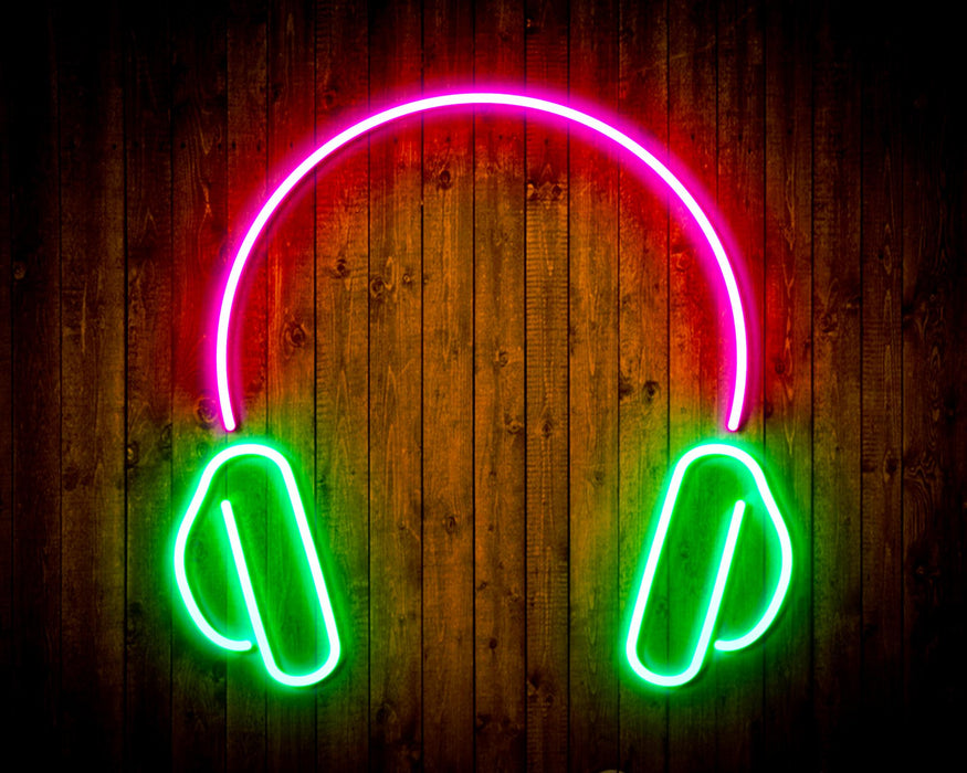 Headphones Recording Studio Flex Silicone LED Sign (Neon-Style, LED Technology) - Way Up Gifts