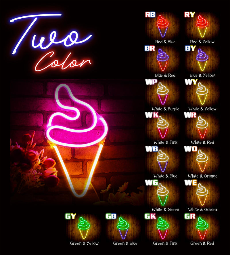 Ice Cream Cone Flex Silicone LED Sign (Neon-Style, LED Technology) - LED Gift Works
