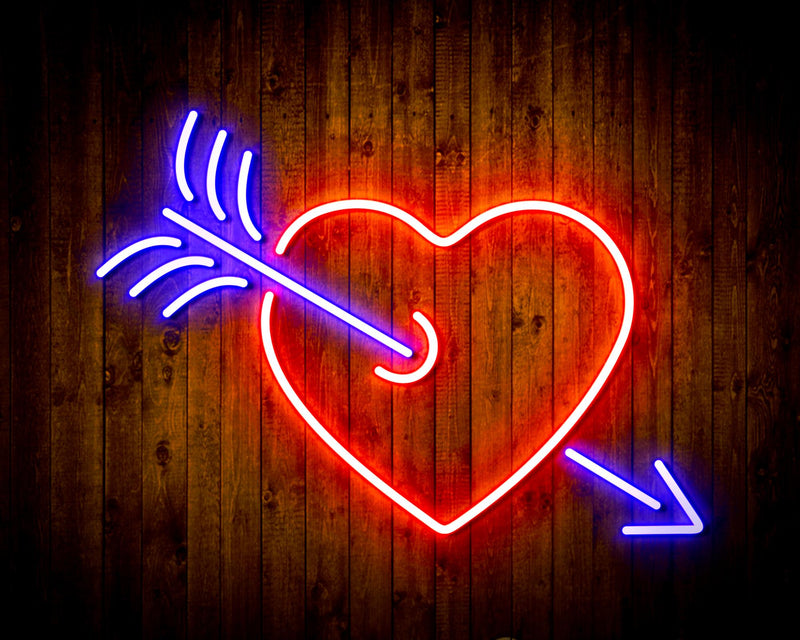 Arrow Through Heart Love Flex Silicone LED Sign (Neon-Style, LED Technology) - LED Gift Works