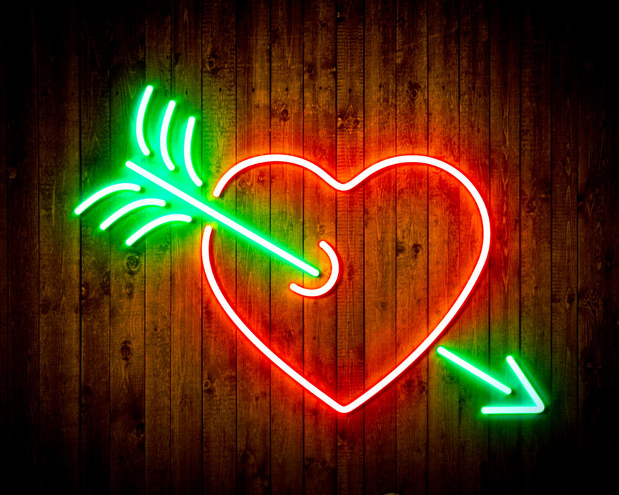 Arrow Through Heart Love Flex Silicone LED Sign (Neon-Style, LED Technology) - Way Up Gifts