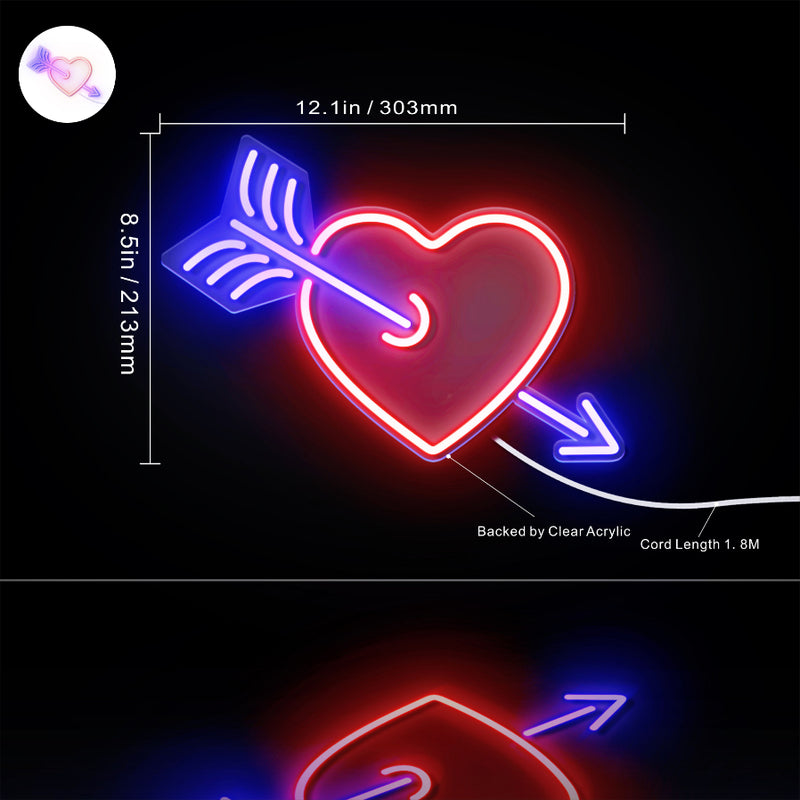 Arrow Through Heart Love Flex Silicone LED Sign (Neon-Style, LED Technology) - LED Gift Works