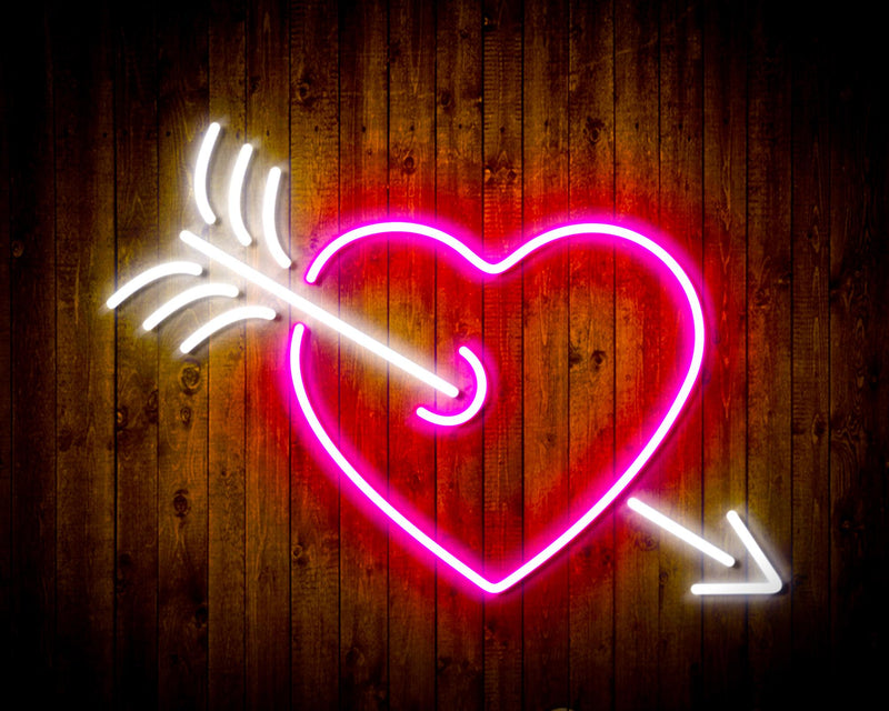 Arrow Through Heart Love Flex Silicone LED Sign (Neon-Style, LED Technology) - LED Gift Works
