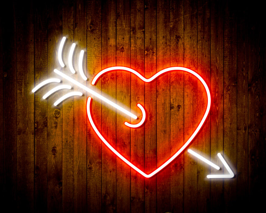 Arrow Through Heart Love Flex Silicone LED Sign (Neon-Style, LED Technology) - Way Up Gifts
