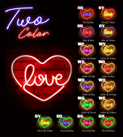 Heart Love Flex Silicone LED Sign (Neon-Style, LED Technology) - LED Gift Works
