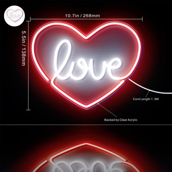 Heart Love Flex Silicone LED Sign (Neon-Style, LED Technology) - Way Up Gifts
