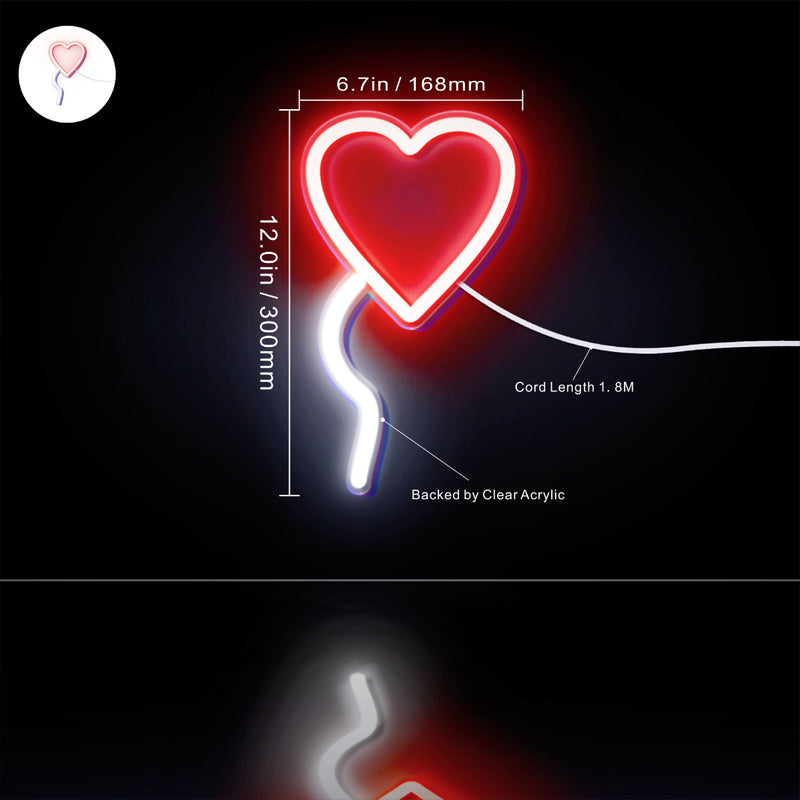 Heart Shaped Balloon Flex Silicone LED Sign (Neon-Style, LED Technology) - LED Gift Works