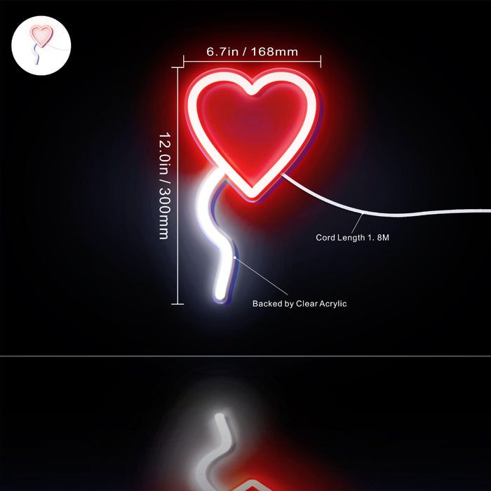 Heart Shaped Balloon Flex Silicone LED Sign (Neon-Style, LED Technology) - Way Up Gifts