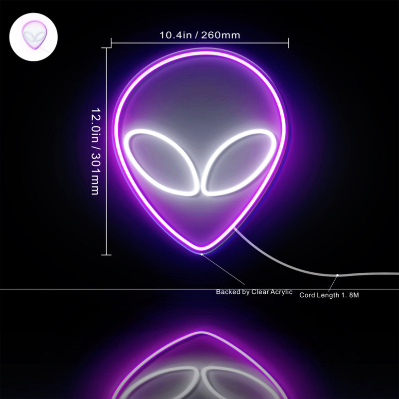Alien Face Flex Silicone LED Sign (Neon-Style, LED Technology) - LED Gift Works