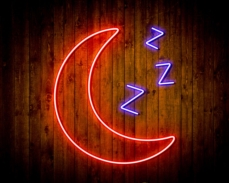 Sleepy Moon Night Light Flex Silicone LED Sign (Neon-Style, LED Technology) - LED Gift Works