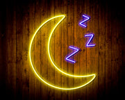 Sleepy Moon Night Light Flex Silicone LED Sign (Neon-Style, LED Technology) - LED Gift Works