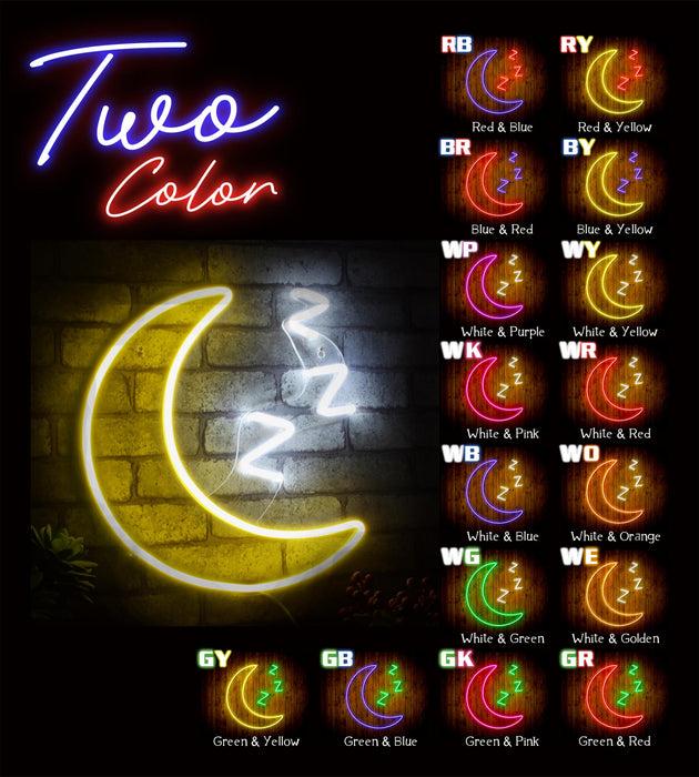 Sleepy Moon Night Light Flex Silicone LED Sign (Neon-Style, LED Technology) - Way Up Gifts