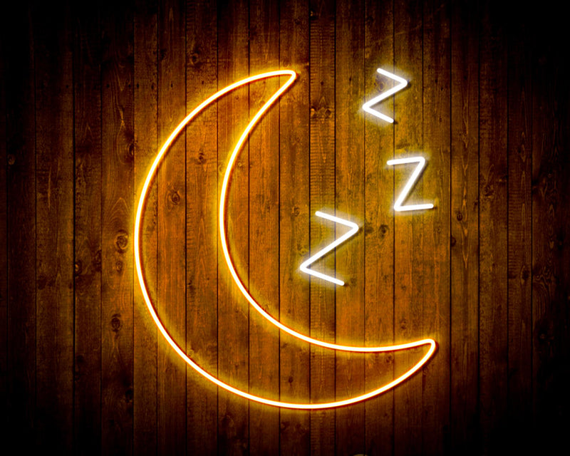 Sleepy Moon Night Light Flex Silicone LED Sign (Neon-Style, LED Technology) - LED Gift Works
