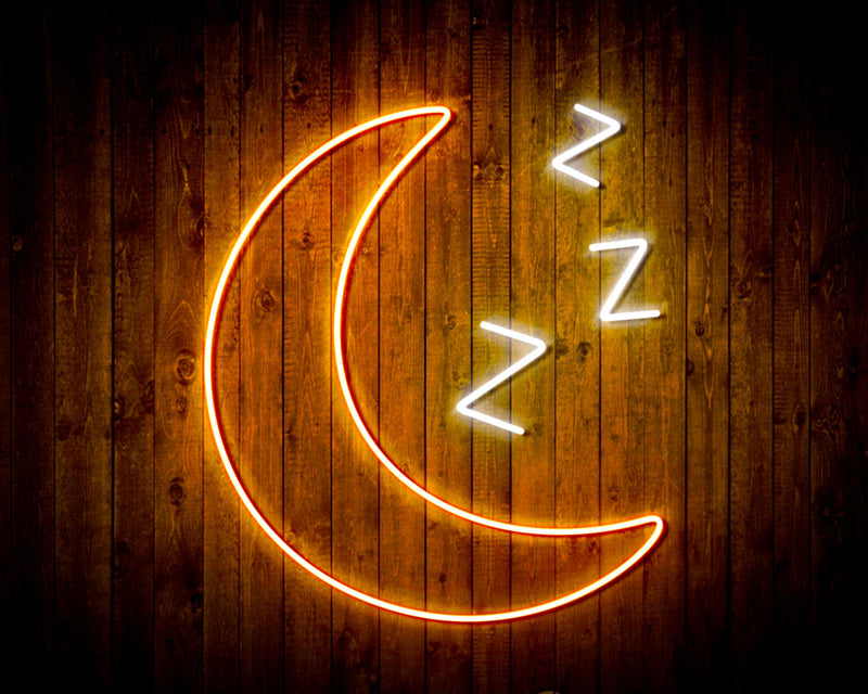 Sleepy Moon Night Light Flex Silicone LED Sign (Neon-Style, LED Technology) - LED Gift Works