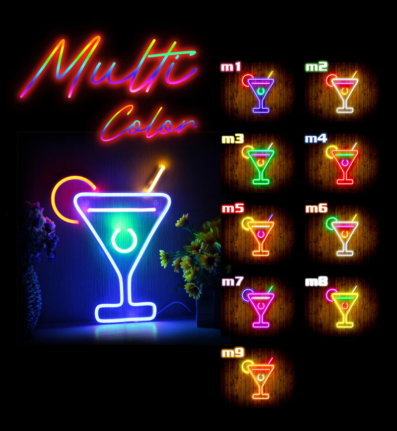 Martini Glass Bar Flex Silicone LED Sign (Neon-Style, LED Technology) - LED Gift Works