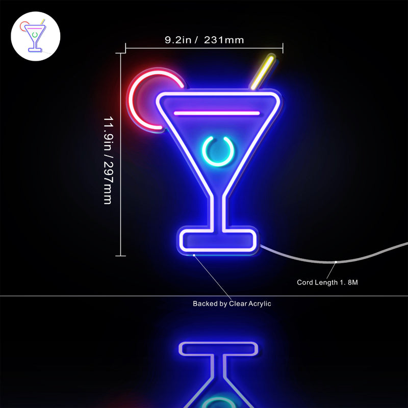 Martini Glass Bar Flex Silicone LED Sign (Neon-Style, LED Technology) - LED Gift Works