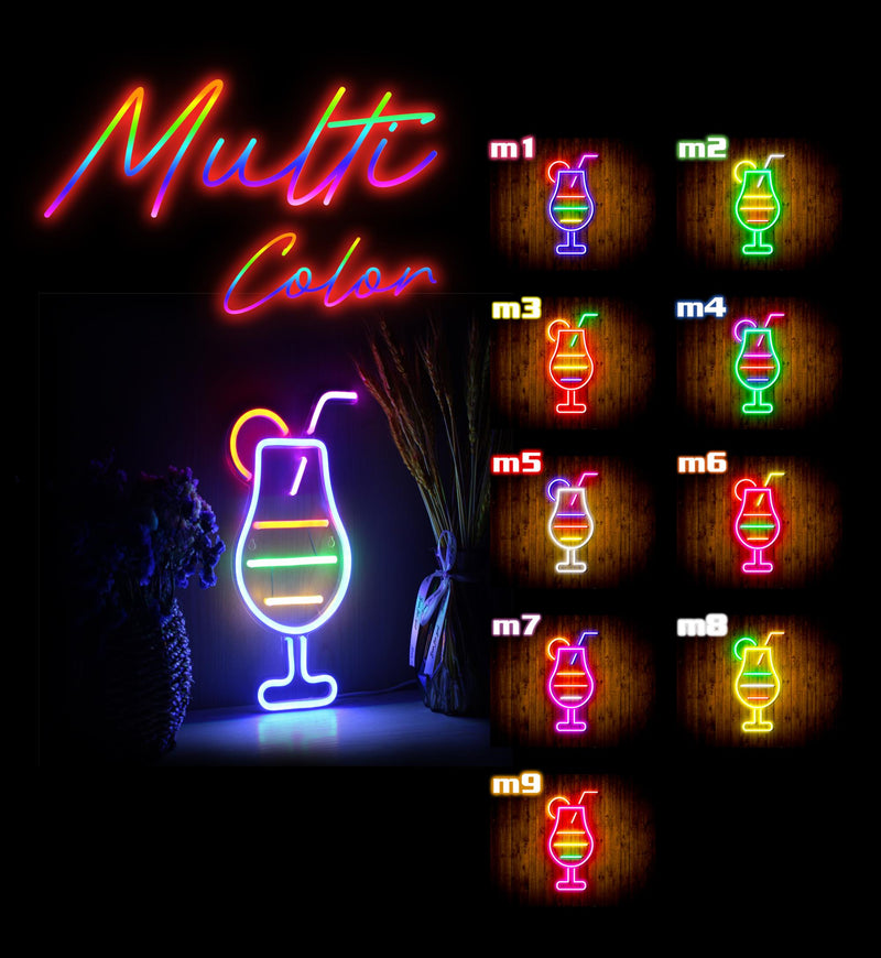 Cocktail Glass Bar Flex Silicone LED Sign (Neon-Style, LED Technology) - LED Gift Works