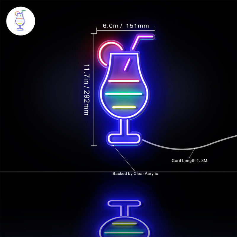 Cocktail Glass Bar Flex Silicone LED Sign (Neon-Style, LED Technology) - LED Gift Works