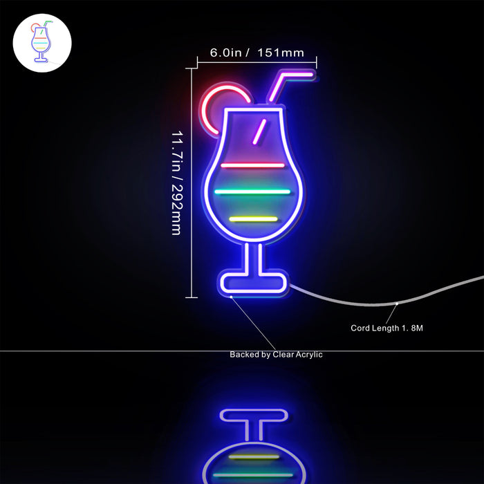 Cocktail Glass Bar Flex Silicone LED Sign (Neon-Style, LED Technology) - Way Up Gifts