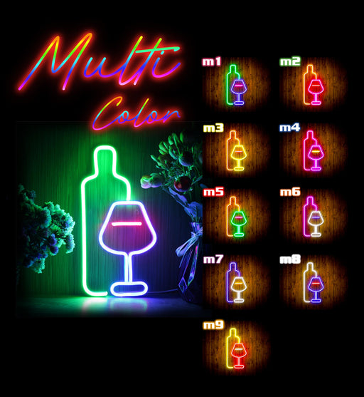Wine Bottle and Glass Flex Silicone LED Sign (Neon-Style, LED Technology) - LED Gift Works