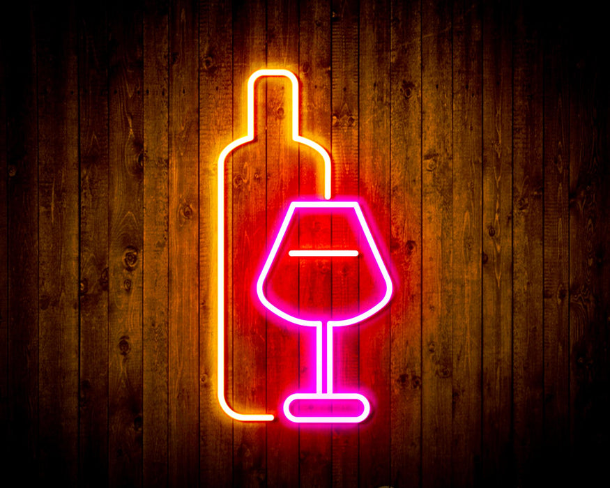 Wine Bottle and Glass Flex Silicone LED Sign (Neon-Style, LED Technology) - Way Up Gifts