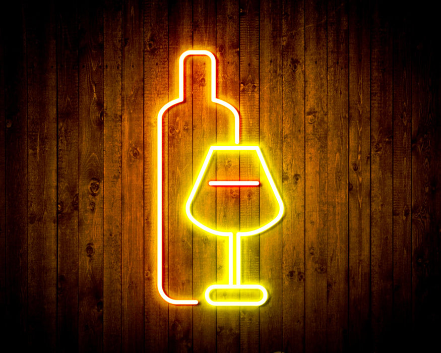 Wine Bottle and Glass Flex Silicone LED Sign (Neon-Style, LED Technology) - Way Up Gifts