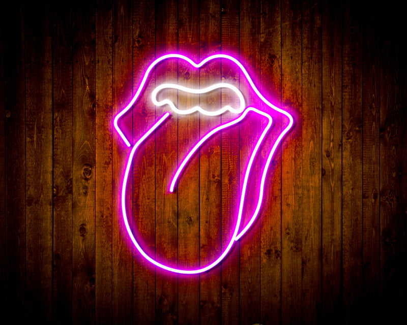 Mouth with Tongue Sticking Out Flex Silicone LED Sign (Neon-Style, LED Technology) - LED Gift Works