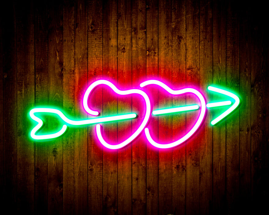 Hearts with Arrow Crush In Love Flex Silicone LED Sign (Neon-Style, LED Technology) - Way Up Gifts