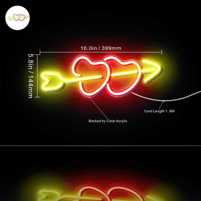 Hearts with Arrow Crush In Love Flex Silicone LED Sign (Neon-Style, LED Technology) - Way Up Gifts