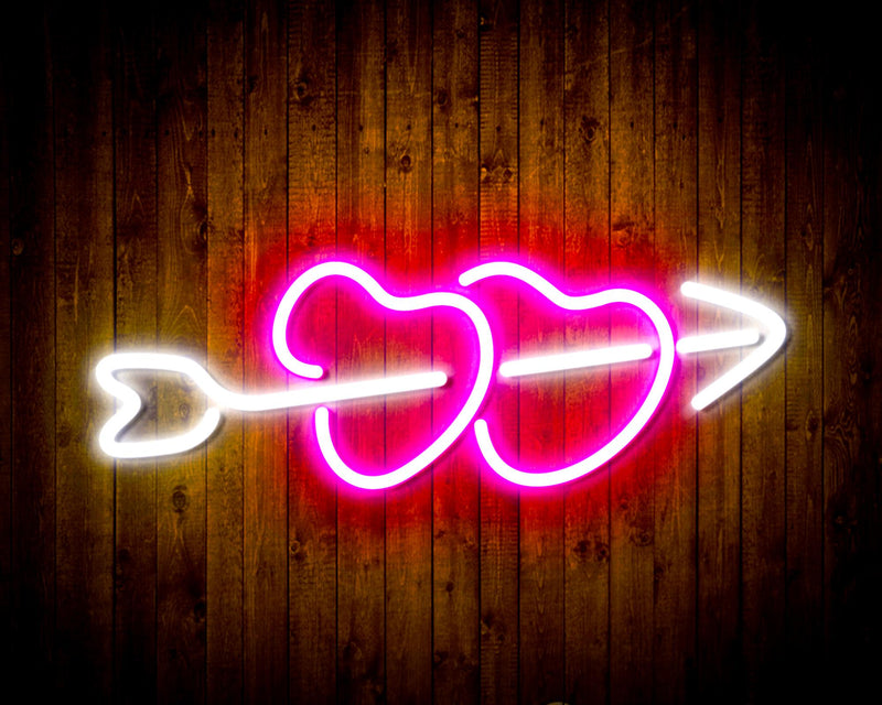 Hearts with Arrow Crush In Love Flex Silicone LED Sign (Neon-Style, LED Technology) - LED Gift Works