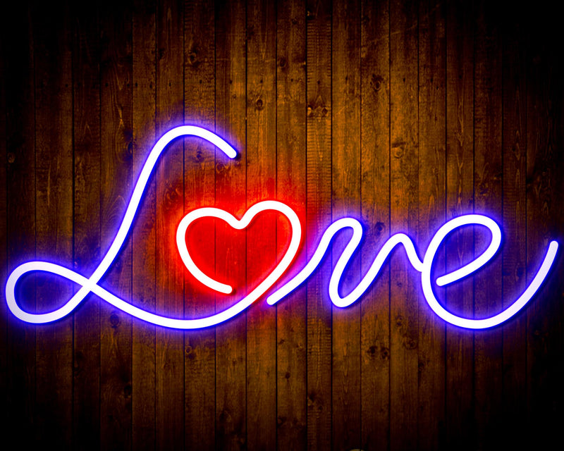 Love with Heart Flex Silicone LED Sign (Neon-Style, LED Technology) - LED Gift Works