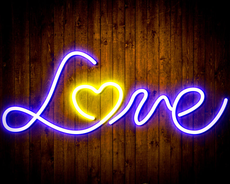 Love with Heart Flex Silicone LED Sign (Neon-Style, LED Technology) - Way Up Gifts