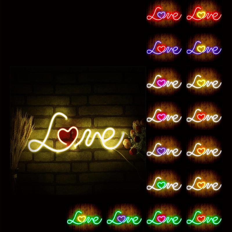 Love with Heart Flex Silicone LED Sign (Neon-Style, LED Technology) - LED Gift Works