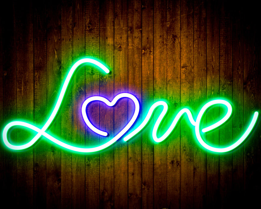 Love with Heart Flex Silicone LED Sign (Neon-Style, LED Technology) - Way Up Gifts