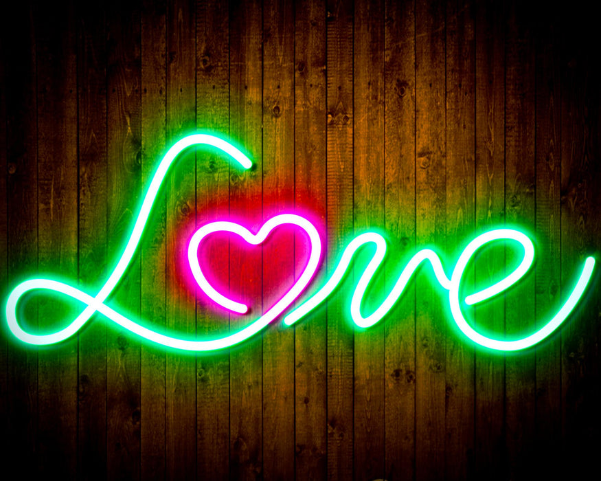 Love with Heart Flex Silicone LED Sign (Neon-Style, LED Technology) - Way Up Gifts