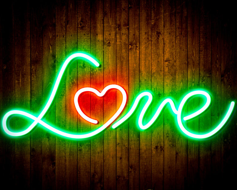 Love with Heart Flex Silicone LED Sign (Neon-Style, LED Technology) - LED Gift Works
