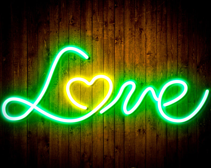 Love with Heart Flex Silicone LED Sign (Neon-Style, LED Technology) - LED Gift Works