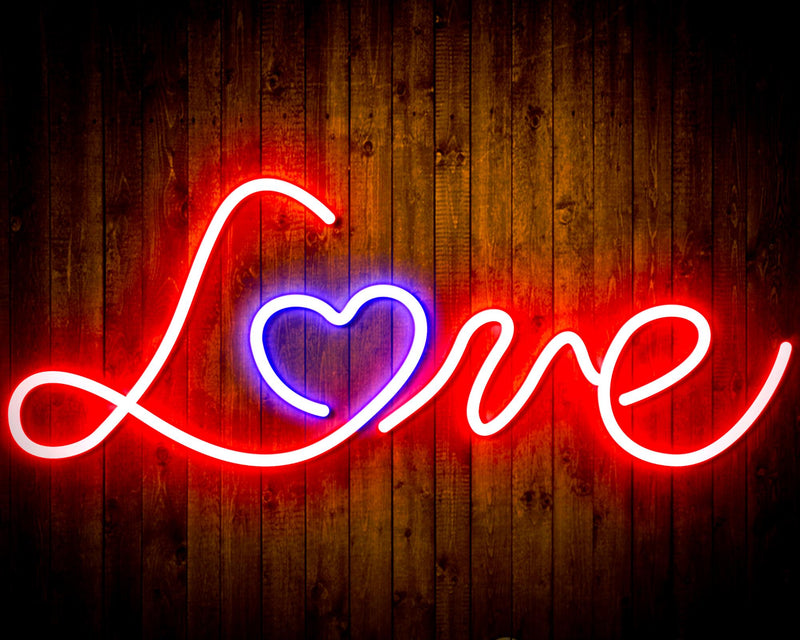 Love with Heart Flex Silicone LED Sign (Neon-Style, LED Technology) - LED Gift Works