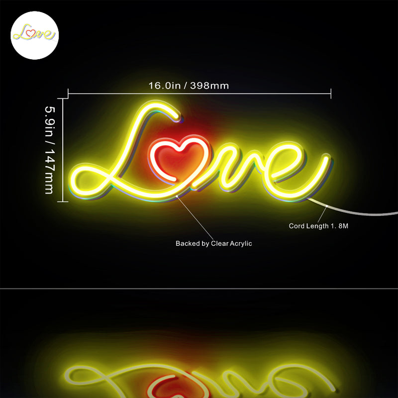 Love with Heart Flex Silicone LED Sign (Neon-Style, LED Technology) - LED Gift Works