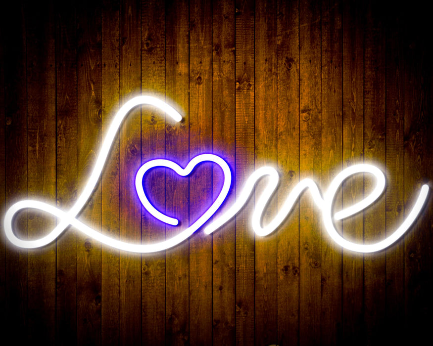 Love with Heart Flex Silicone LED Sign (Neon-Style, LED Technology) - Way Up Gifts
