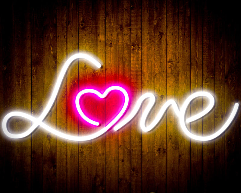 Love with Heart Flex Silicone LED Sign (Neon-Style, LED Technology) - LED Gift Works