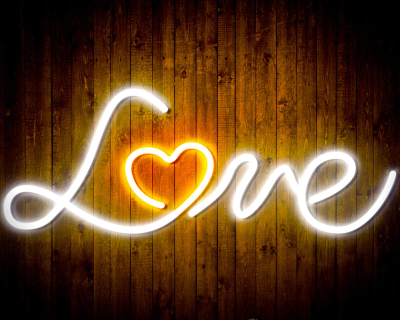 Love with Heart Flex Silicone LED Sign (Neon-Style, LED Technology) - LED Gift Works