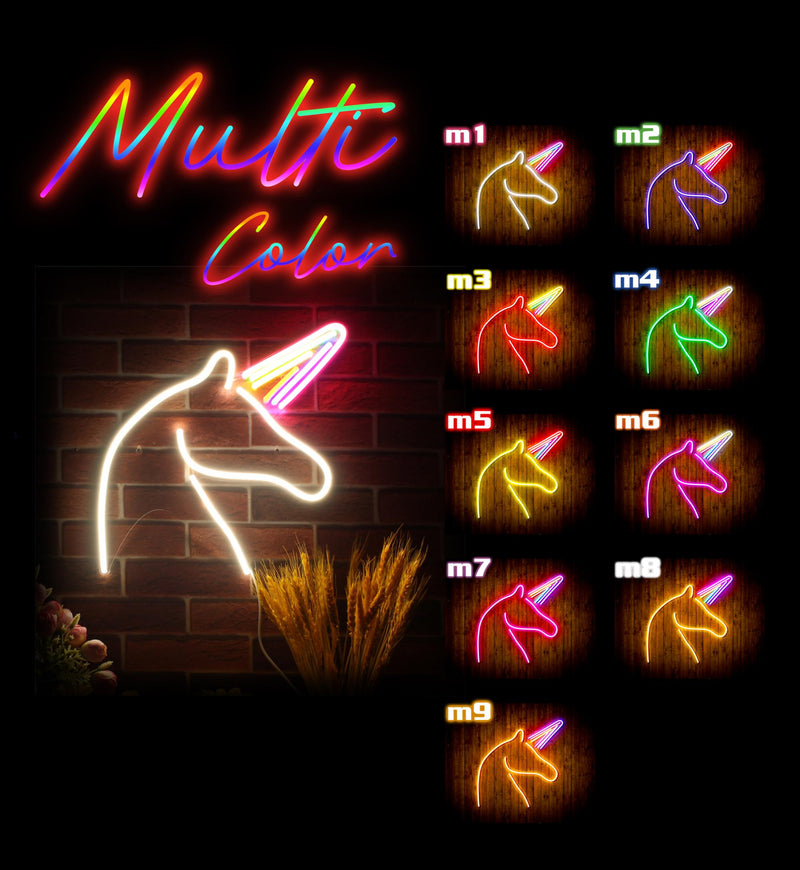Unicorn with Magical Alicorn Horn Flex Silicone LED Sign (Neon-Style, LED Technology) - LED Gift Works